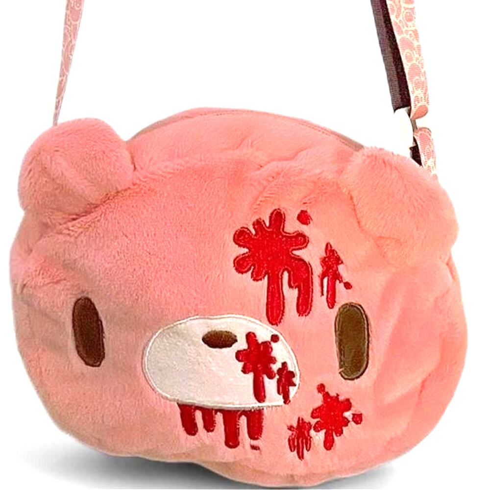 Kawaii White Black Pink Faux Fur Plushie Bear Crossbody Bag Cutegoth Creepycute